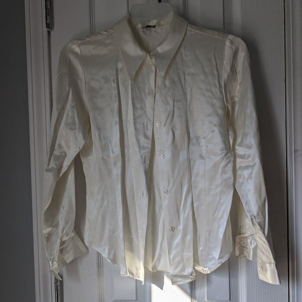 Vintage Star CCC Blouse, Cream, Size Small, Fitted, Button-Up
